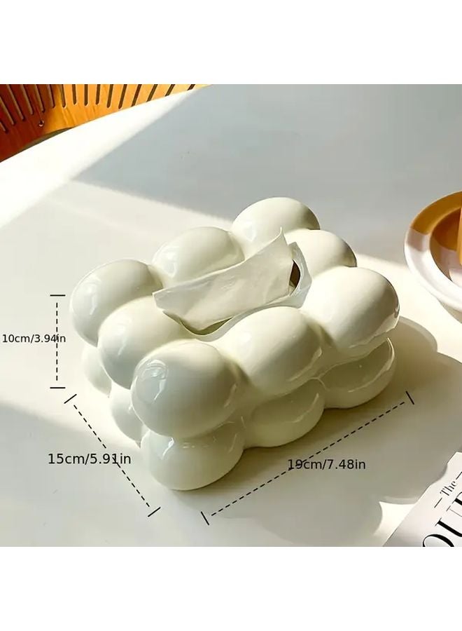 Ceramic Tissue Box Holder Silvery Square Elegant Home Office Decor - Image 3